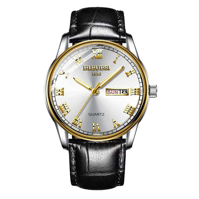 Men's Luminous Quartz Watch with Black Leather Band - Image 11