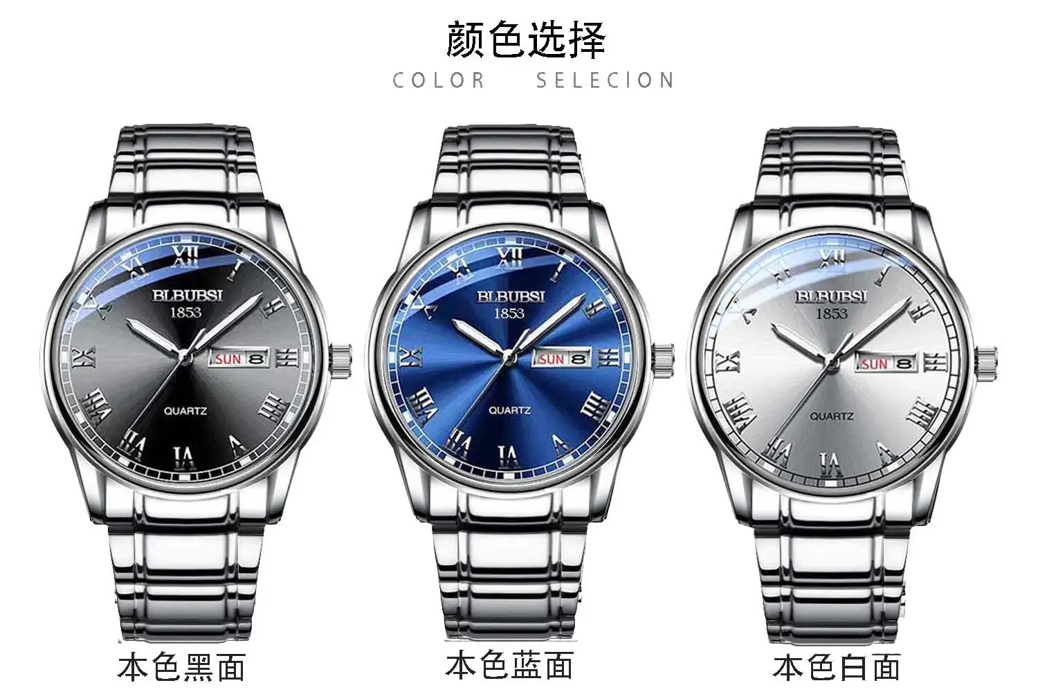 Men's Luminous Quartz Watch with Black Leather Band — feature 1