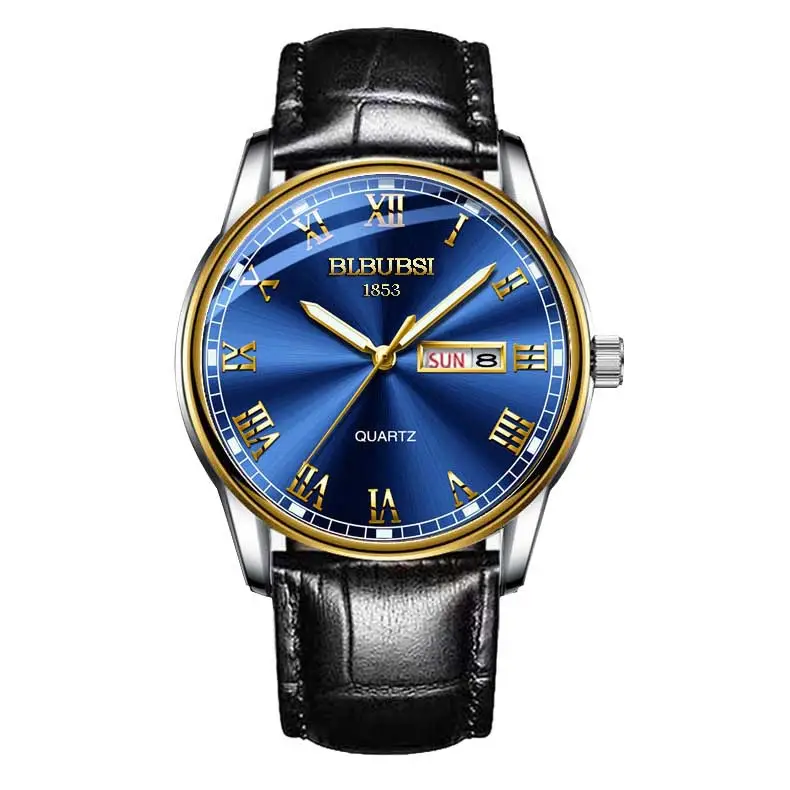 Men's Luminous Quartz Watch with Black Leather Band - Image 10