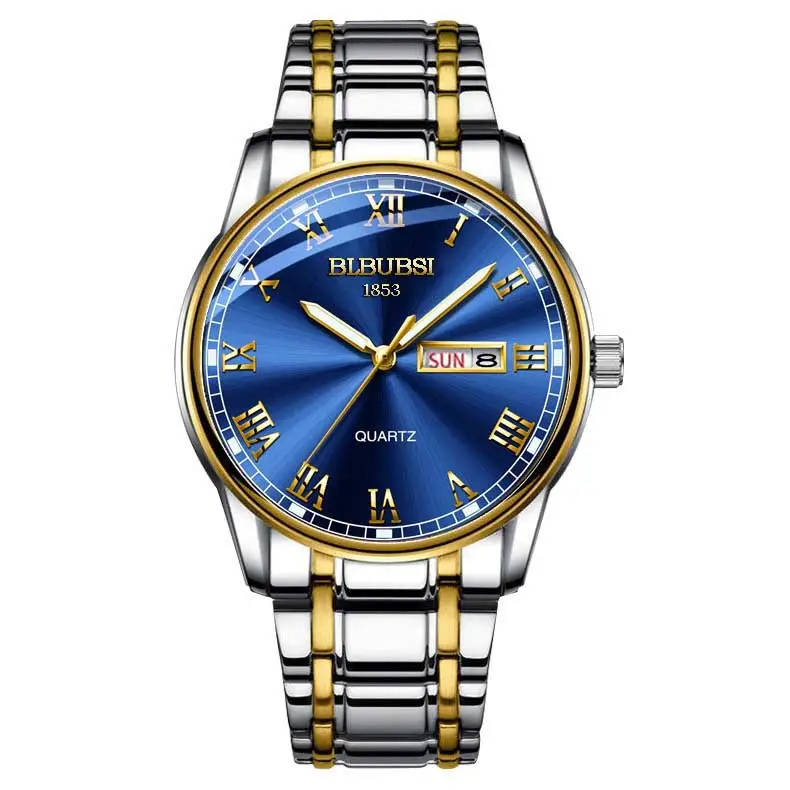 Men's Luminous Quartz Watch with Black Leather Band - Image 2
