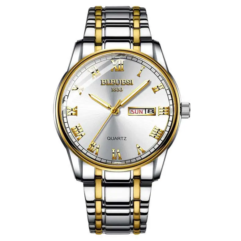 Men's Luminous Quartz Watch with Black Leather Band - Image 3