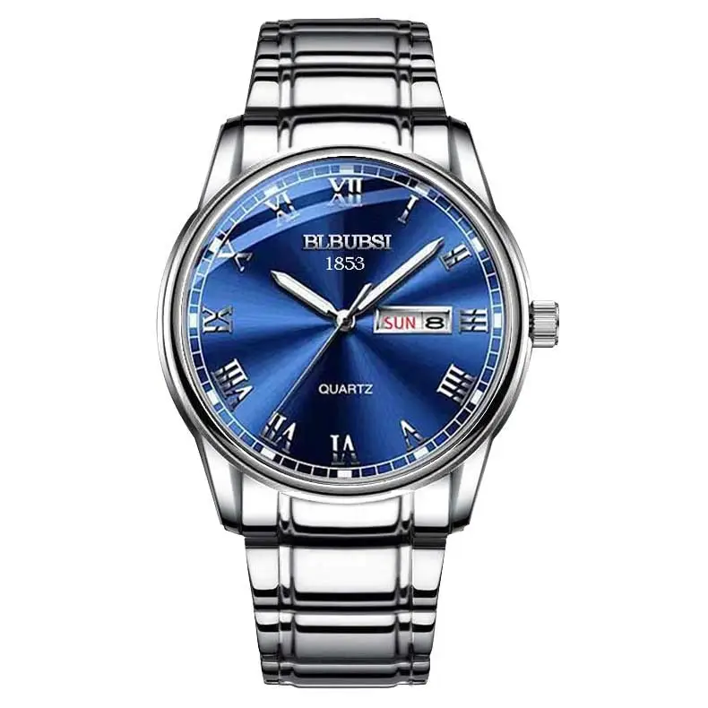 Men's Luminous Quartz Watch with Black Leather Band - Image 4