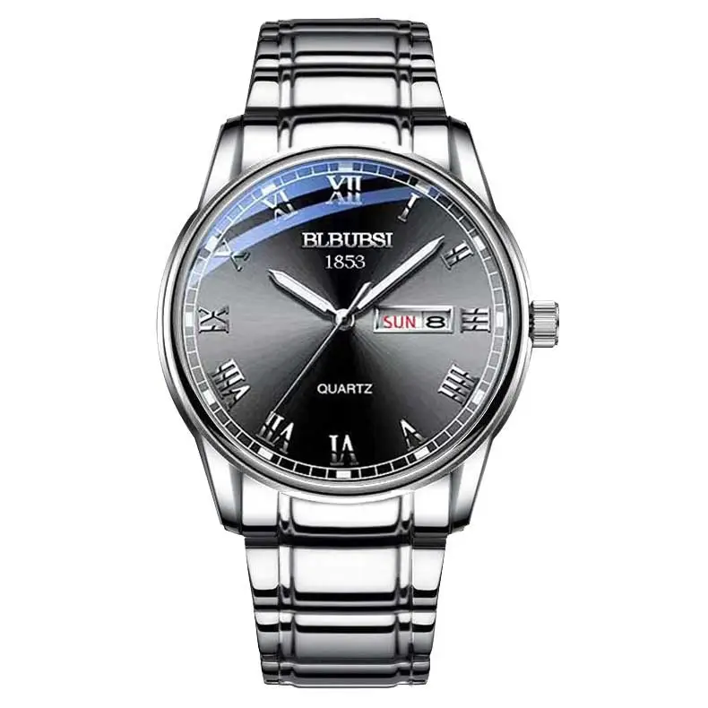 Men's Luminous Quartz Watch with Black Leather Band - Image 5