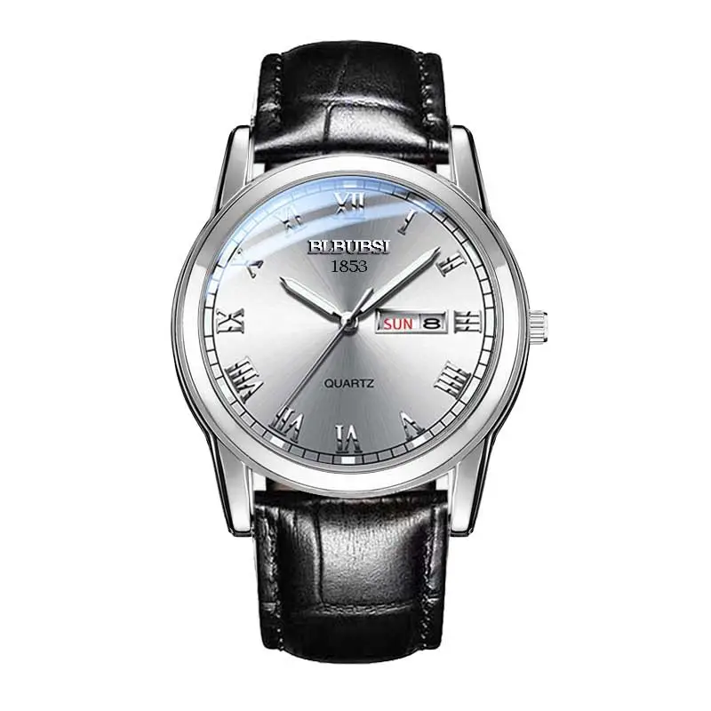 Men's Luminous Quartz Watch with Black Leather Band - Image 8