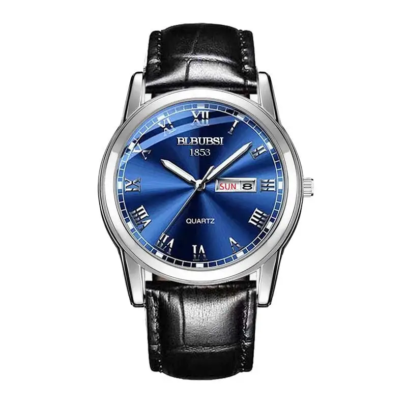 Men's Luminous Quartz Watch with Black Leather Band - Image 9