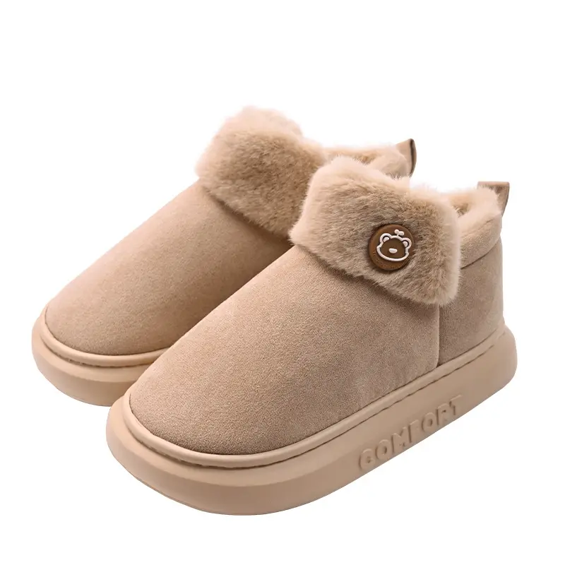 Thick-soled cotton slippers women's winter with fluff warm couples home indoor bag with snow boots men's outdoor cotton shoes
