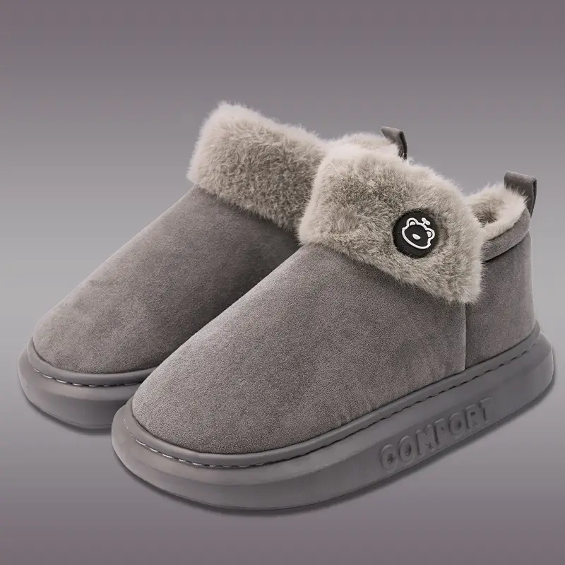 Thick-soled cotton slippers women's winter with fluff warm couples home indoor bag with snow boots men's outdoor cotton shoes