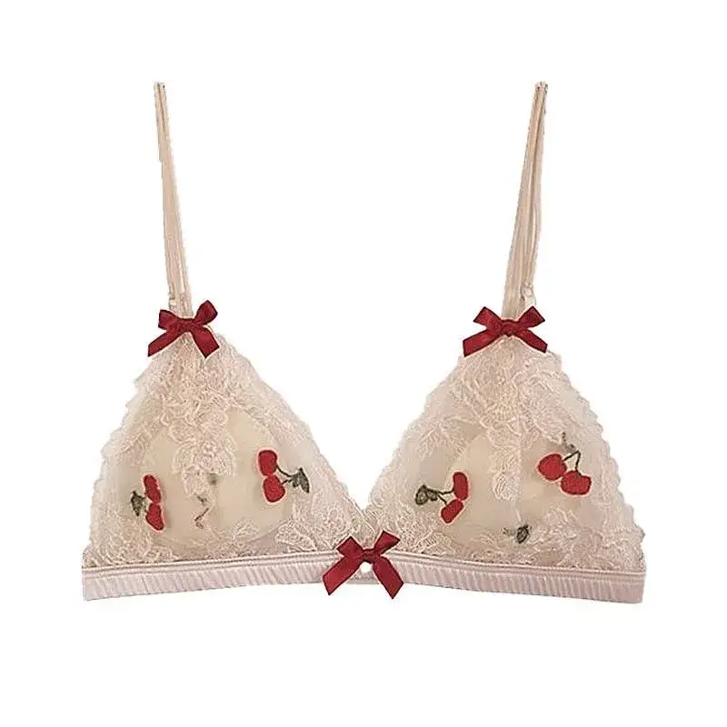 White Butterfly Lace Triangle Cup Bra with Chiffon Skirt - Image 9