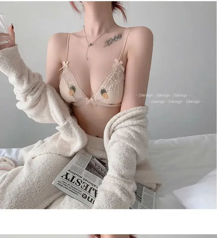 White Butterfly Lace Triangle Cup Bra with Chiffon Skirt — feature 16