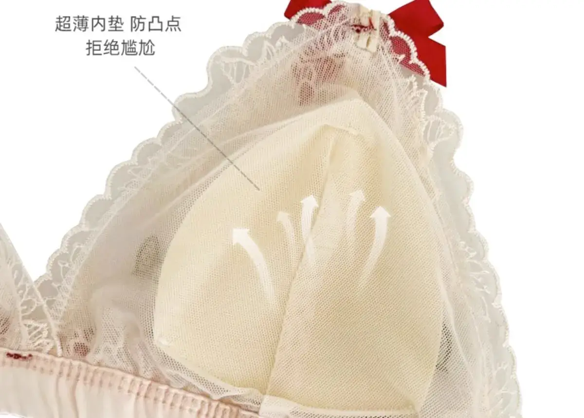 White Butterfly Lace Triangle Cup Bra with Chiffon Skirt — feature 2