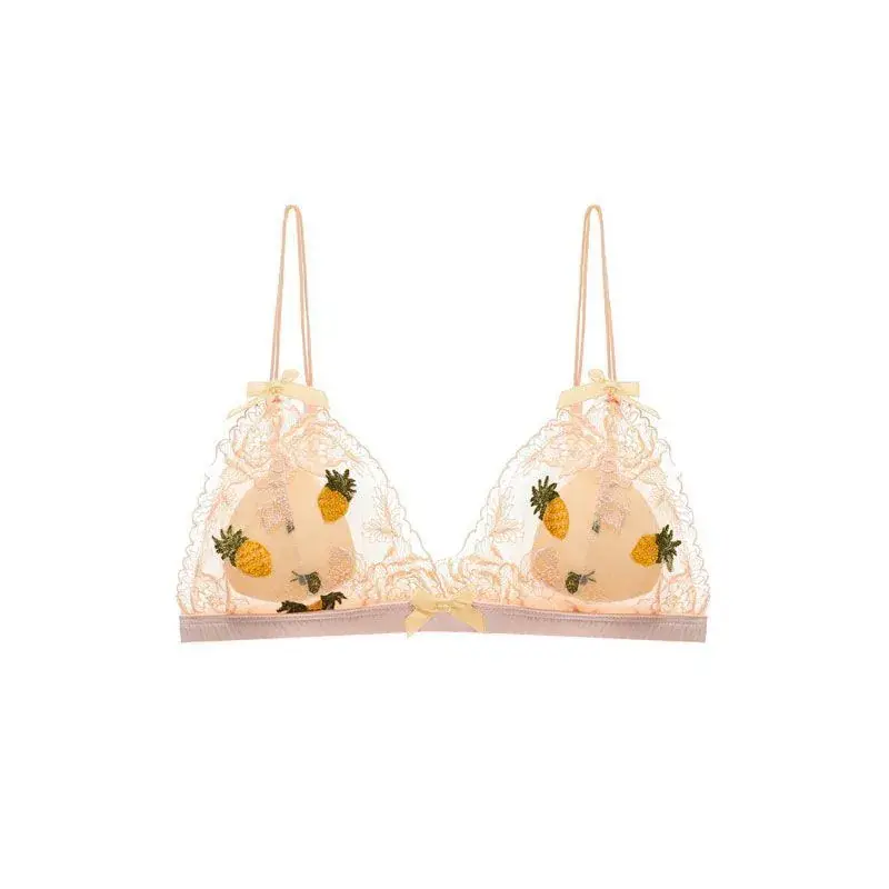 White Butterfly Lace Triangle Cup Bra with Chiffon Skirt - Image 2