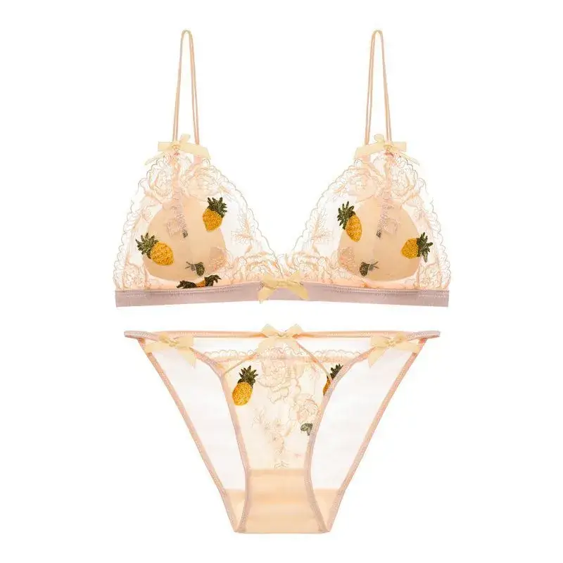 White Butterfly Lace Triangle Cup Bra with Chiffon Skirt - Image 4
