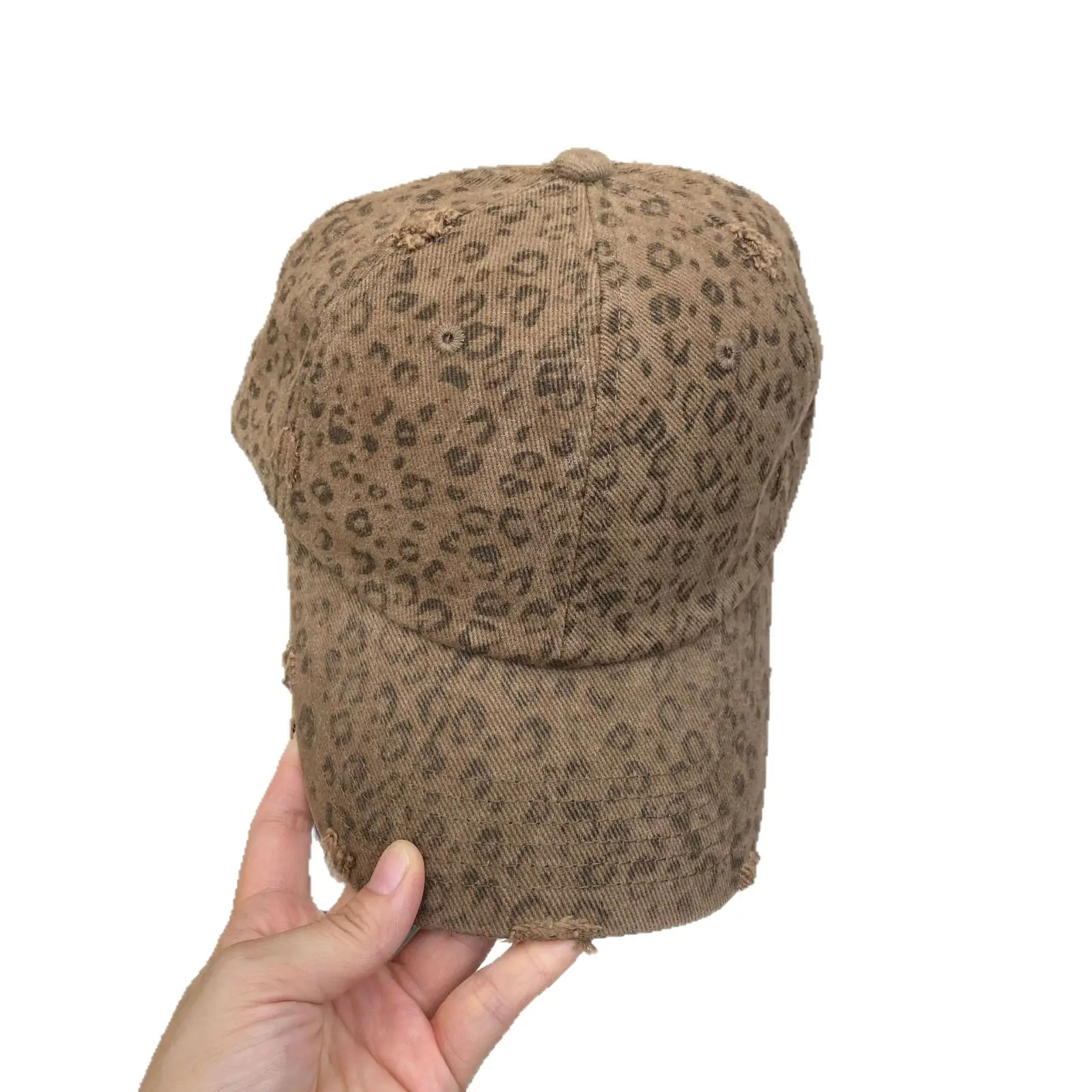 Leopard Print Women's Big Head Cap Set Brown White - Image 7