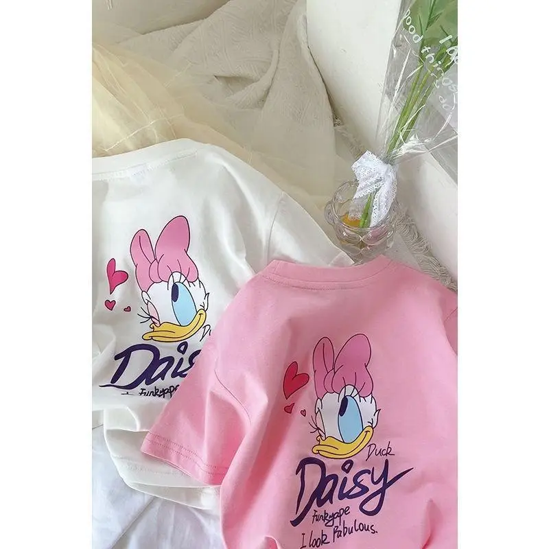Girls Bunny Printed Cotton T-Shirts White Pink