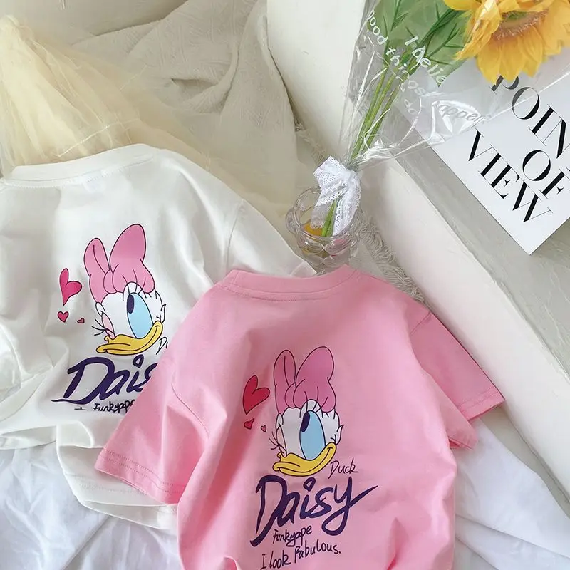 Girls Bunny Printed Cotton T-Shirts White Pink — feature 2