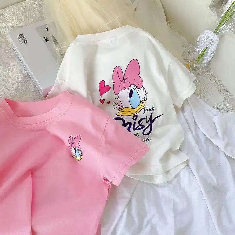 Girls Bunny Printed Cotton T-Shirts White Pink — feature 4