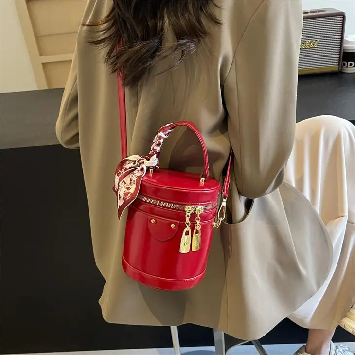 Silver Metallic Shoulder Bag with Gold Clasp & Detachable Strap