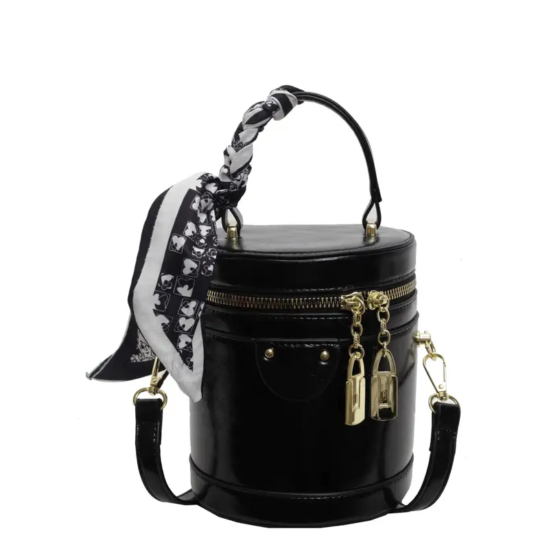 Silver Metallic Shoulder Bag with Gold Clasp & Detachable Strap