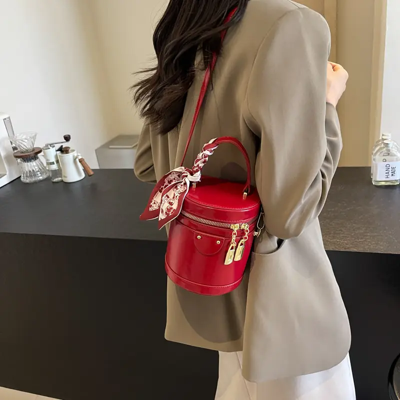 Silver Metallic Shoulder Bag with Gold Clasp & Detachable Strap