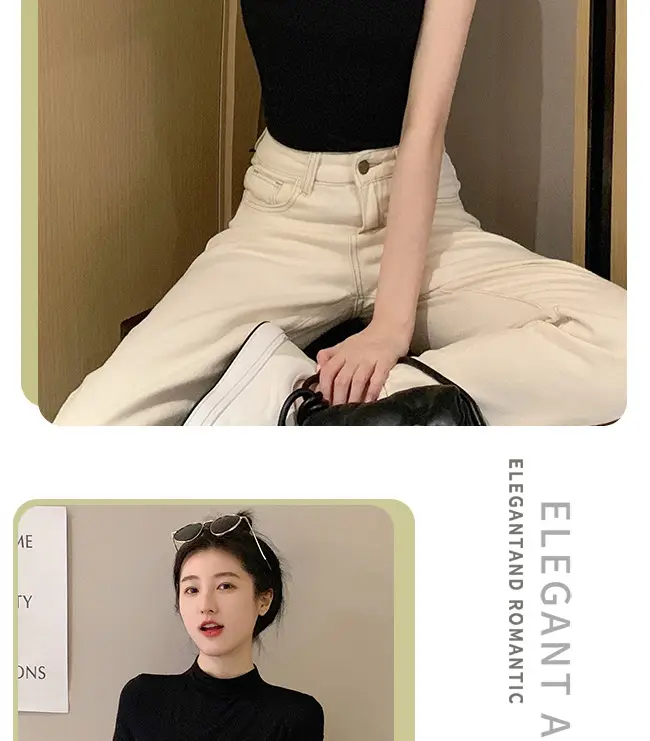 Modal Black Half-High Neck Short-Sleeved T-Shirt Women's Spring and Summer 2024 Ice Silk Mid-Neck Top Tight Half-Sleeve Base Shirt — feature 12