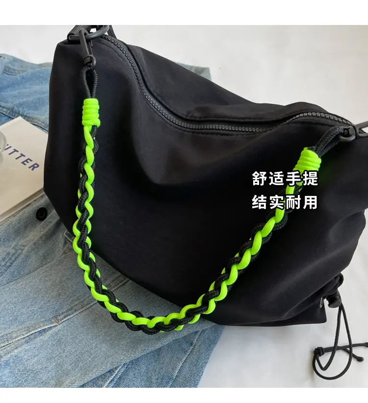 Nylon Shoulder Bag Beige Green Strap Large Capacity — feature 15