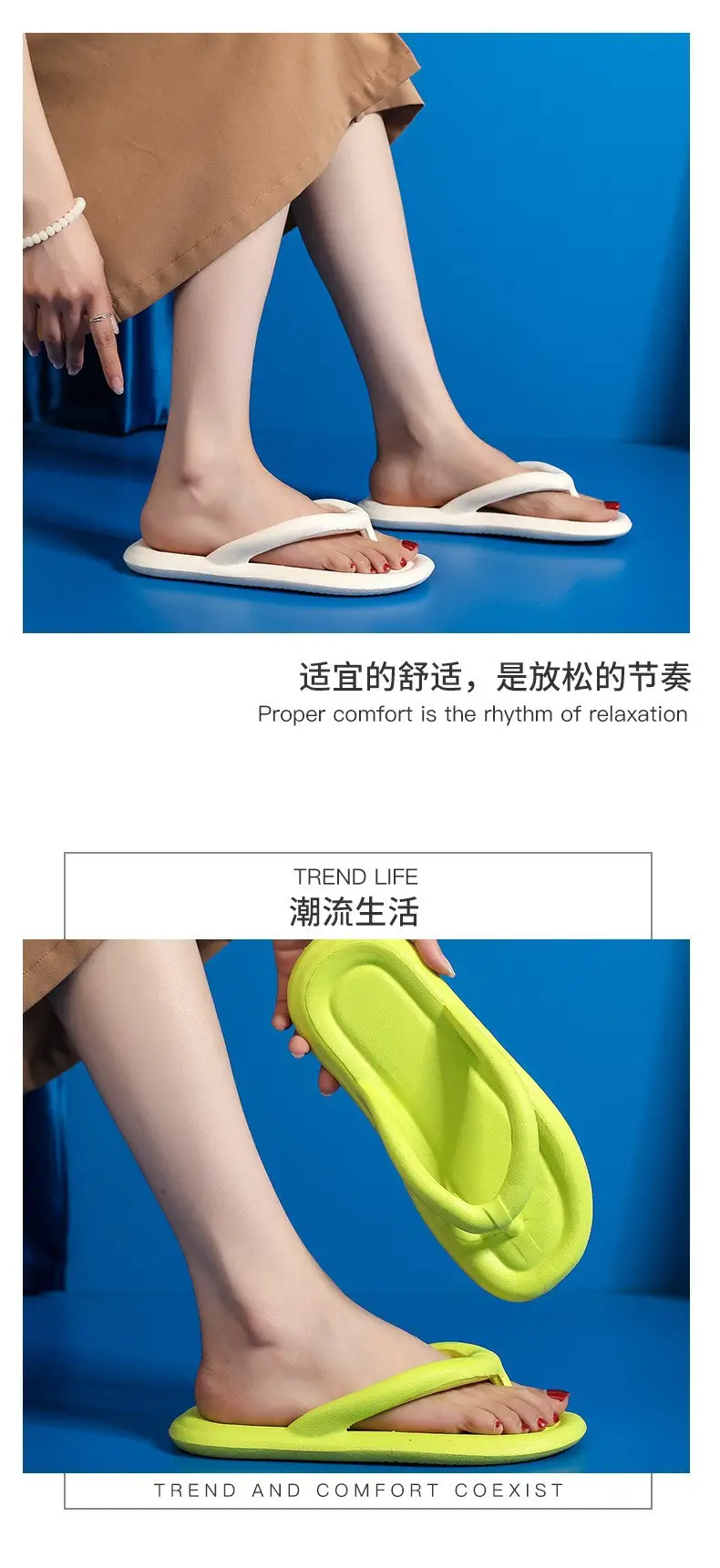 Women's Summer Flip-Flops, High-Looking Fashionable Outer Wear Beach Slippers, Casual Lightweight Soft-Soled Eva Sandals for Men — feature 8
