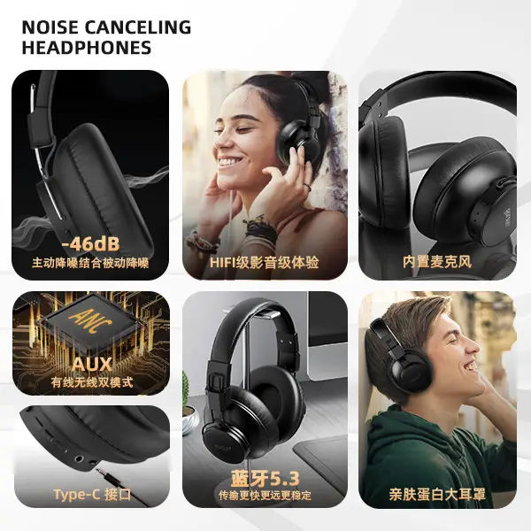 Over-Ear Bluetooth 4.7 Gaming Headphones with Noise Cancellation