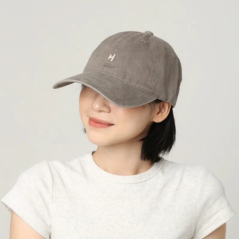 Gray Embroidered H-Back Baseball Cap for Men Women - Image 12