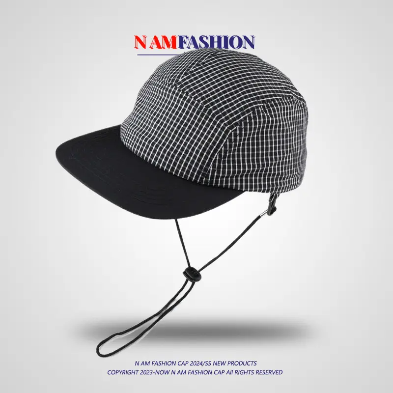 Plaid Hip-hop Lace-up Windproof Cap for Men - Image 3