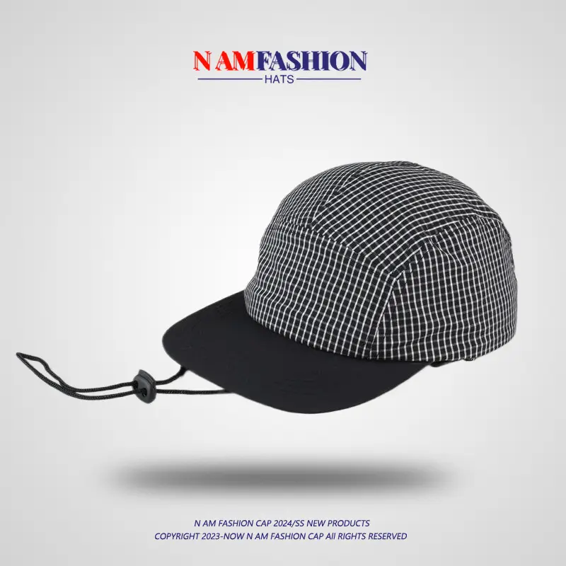 Plaid Hip-hop Lace-up Windproof Cap for Men - Image 4