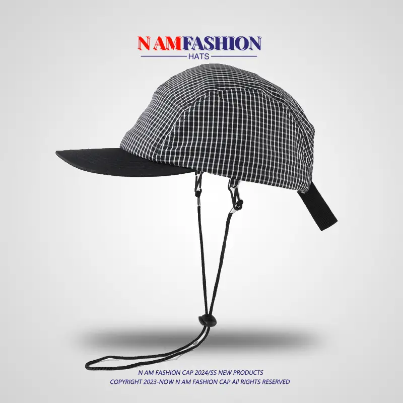 Plaid Hip-hop Lace-up Windproof Cap for Men — feature 4
