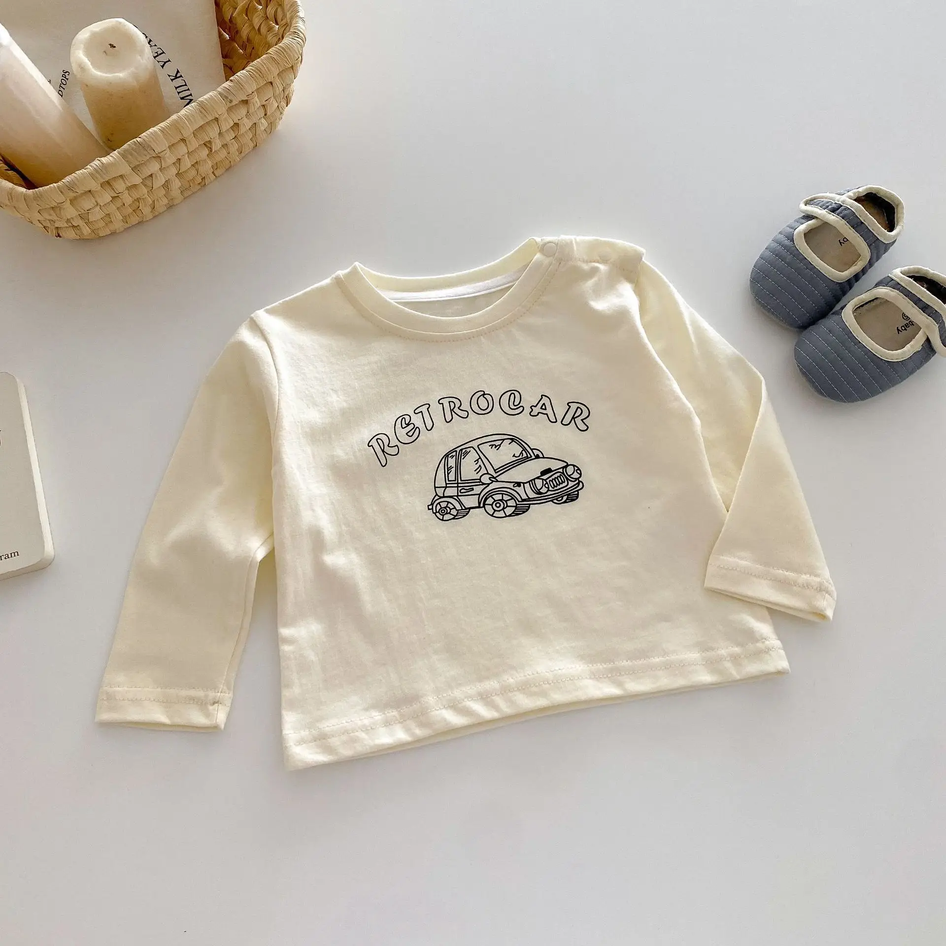 Baby Retro Car T-Shirt Cream 0-5Yr - Image 3