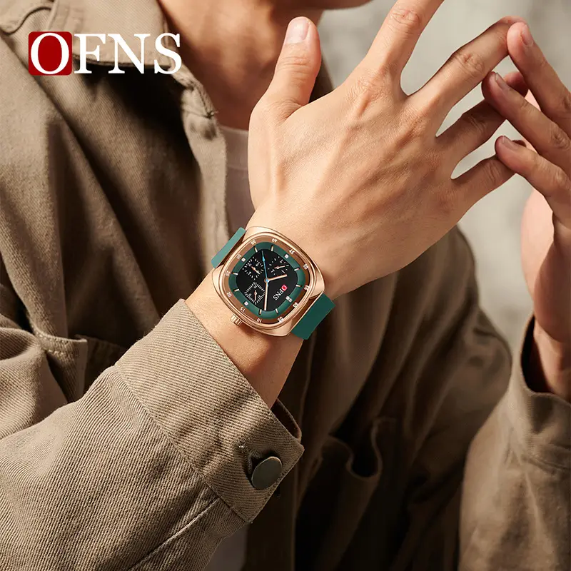 Ofns Square Silicone Quartz Watch for Men Women - Image 11