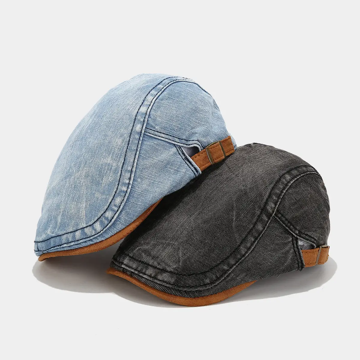 Denim Men Retro Brim Cap Grey Autumn Hat