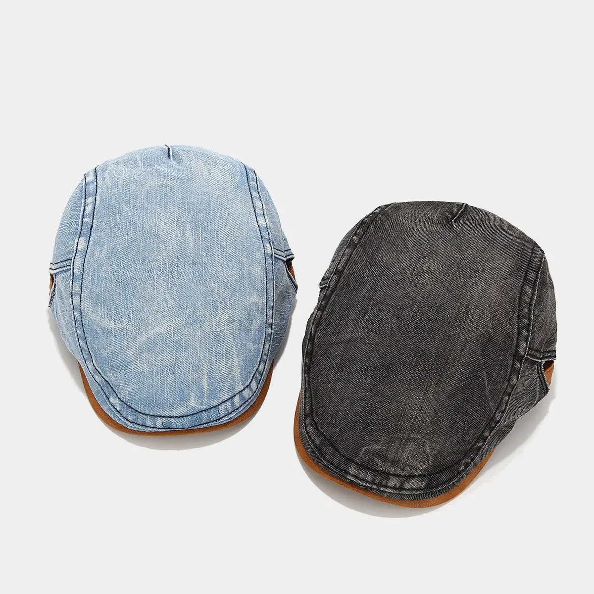 Denim Men Retro Brim Cap Grey Autumn Hat