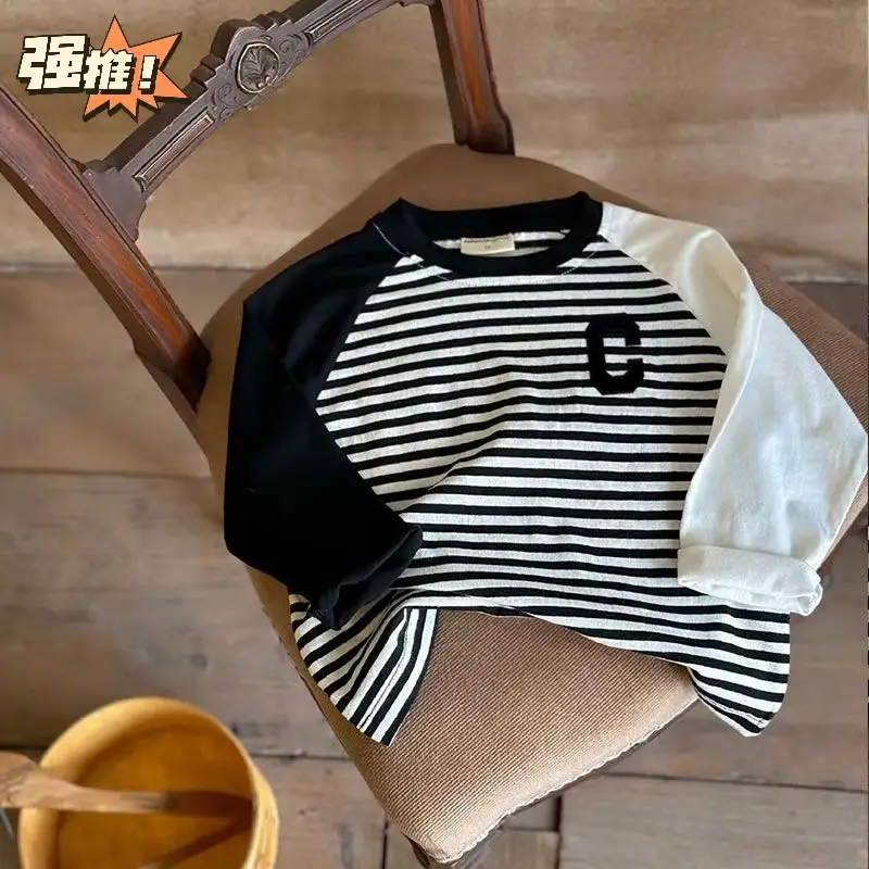 Summer Boys Cotton Rags Long Sleeve T-shirt Set
