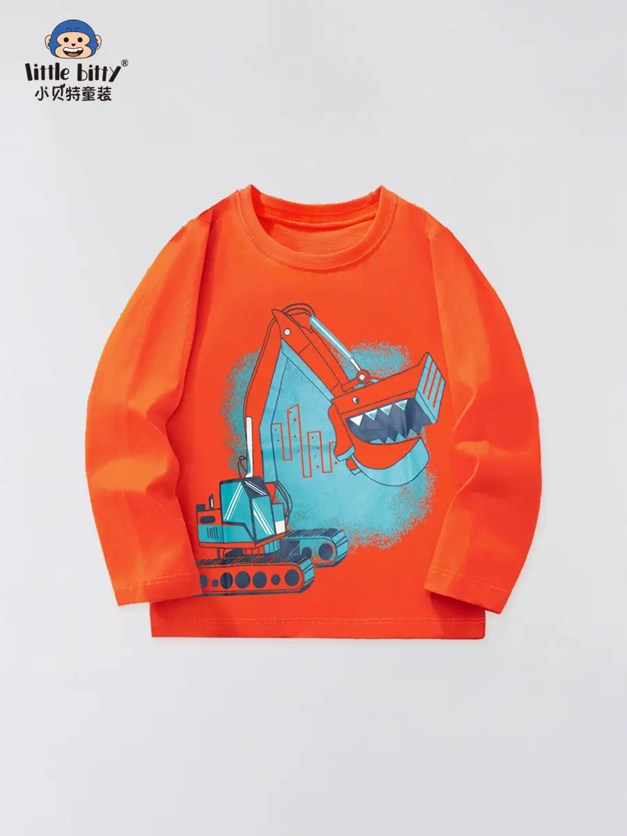 Kids Long Sleeve T-Shirt Orange Cartoon Pure Cotton - Image 2