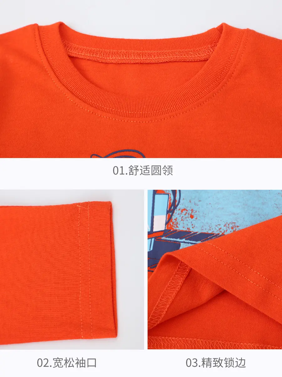Kids Long Sleeve T-Shirt Orange Cartoon Pure Cotton - Image 5