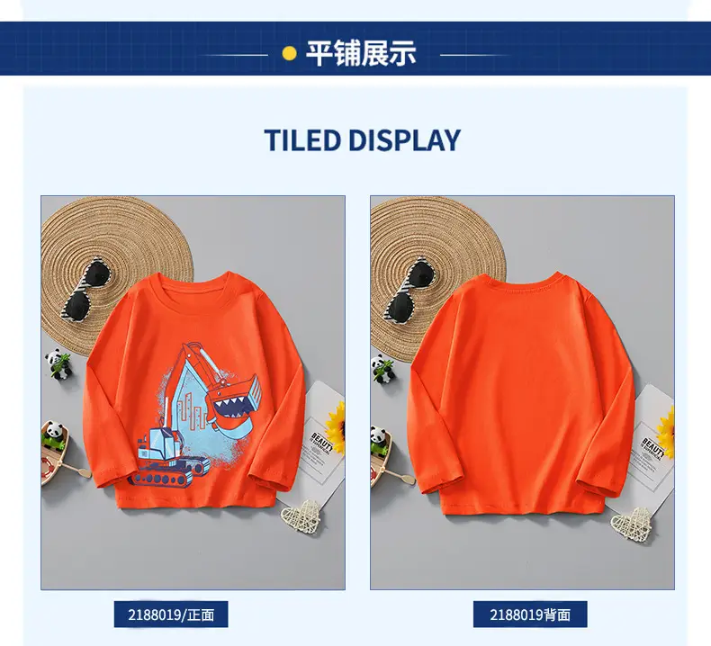 Kids Long Sleeve T-Shirt Orange Cartoon Pure Cotton — feature 8