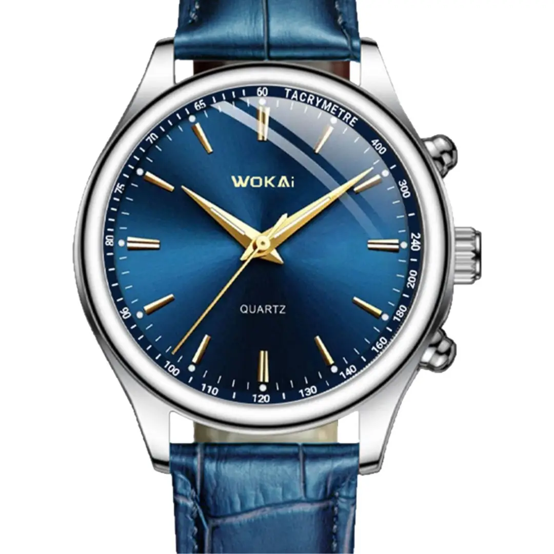 Source Factory New Model Wokai Business Watch Quartz Sports Watch Men's Casual Leather Strap Watch Wholesale in Stock