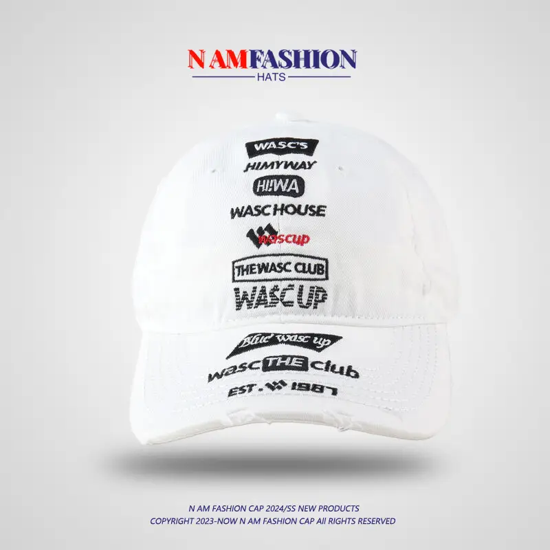 Men's Brown Distressed Hat with Brand Embroidery — feature 10