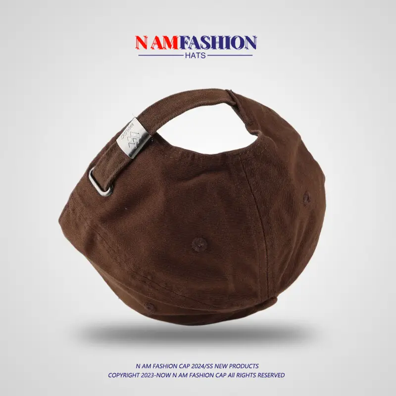 Men's Brown Distressed Hat with Brand Embroidery — feature 8