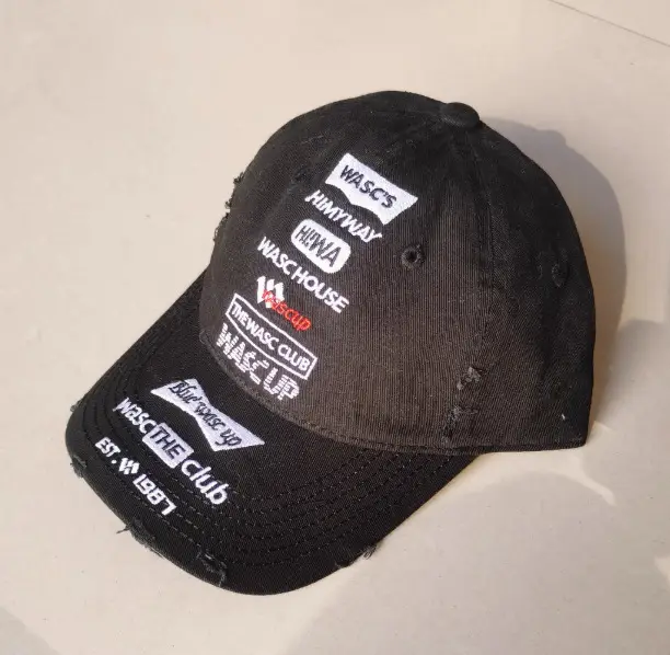 Men's Brown Distressed Hat with Brand Embroidery - Image 2