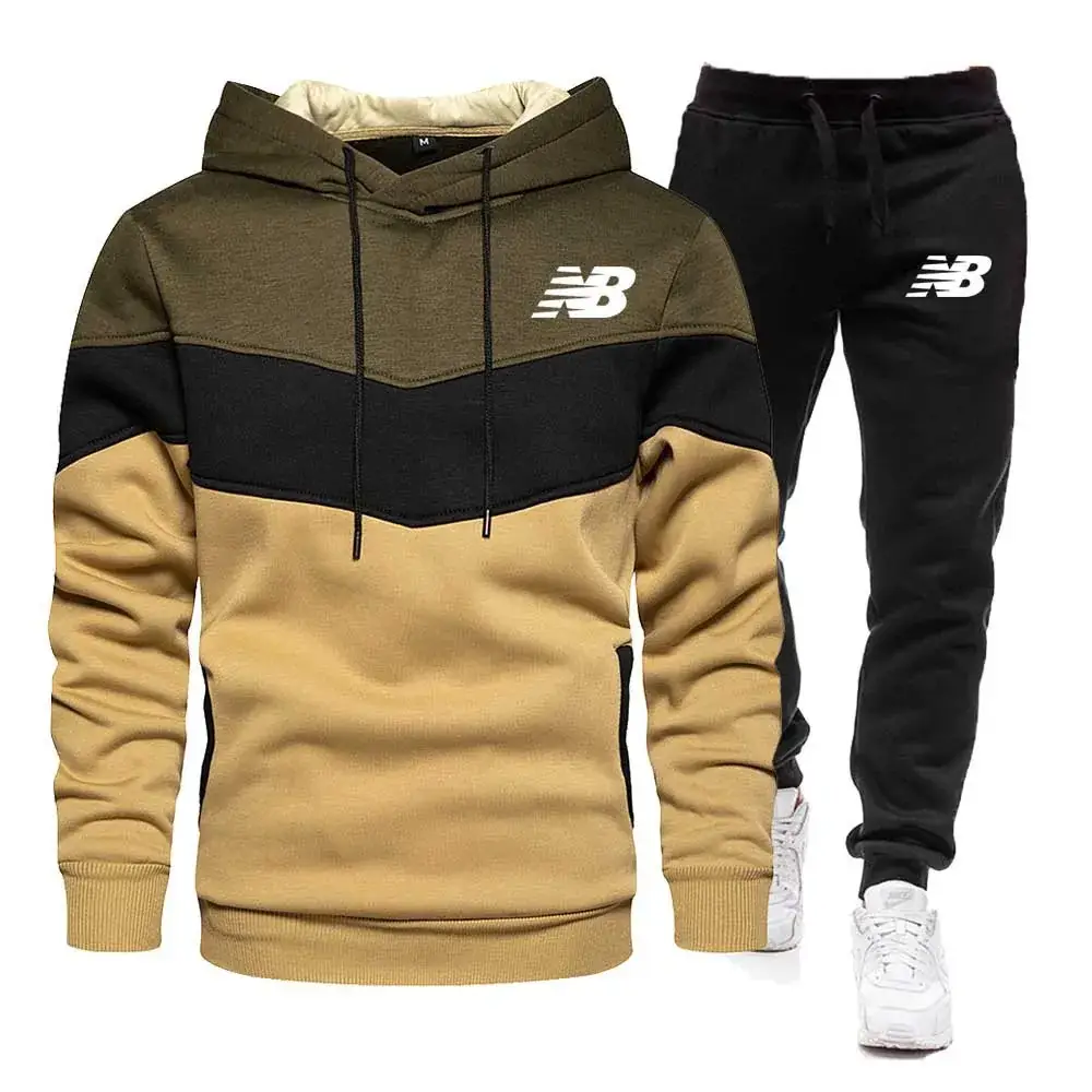 Men Cross-Color Hooded Sweatshirt & Sweatpants Set - Image 13