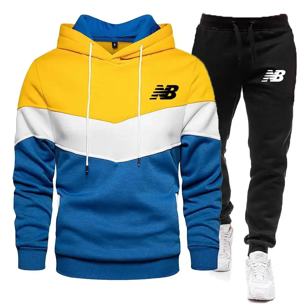 Men Cross-Color Hooded Sweatshirt & Sweatpants Set - Image 14