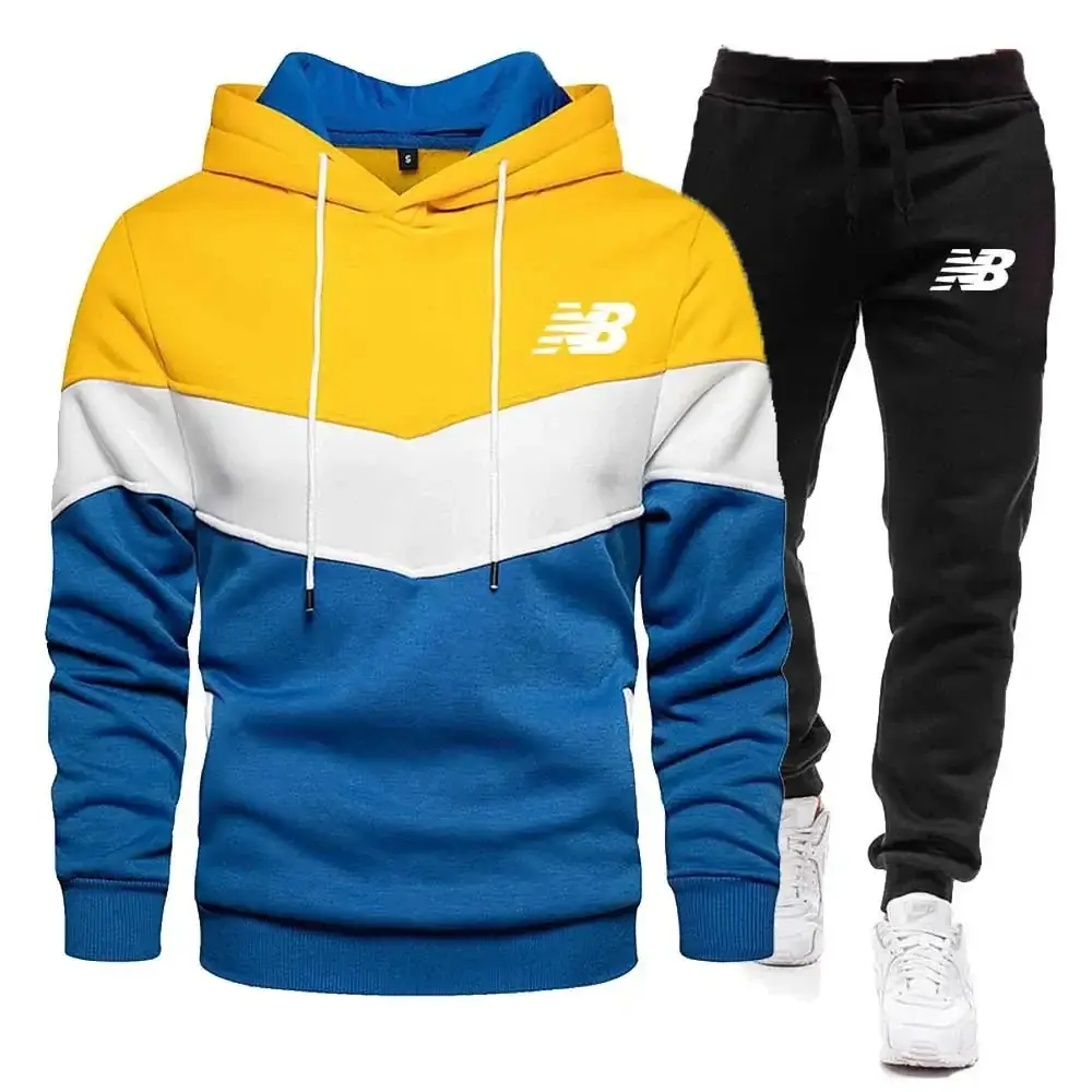 Men Cross-Color Hooded Sweatshirt & Sweatpants Set — feature 5