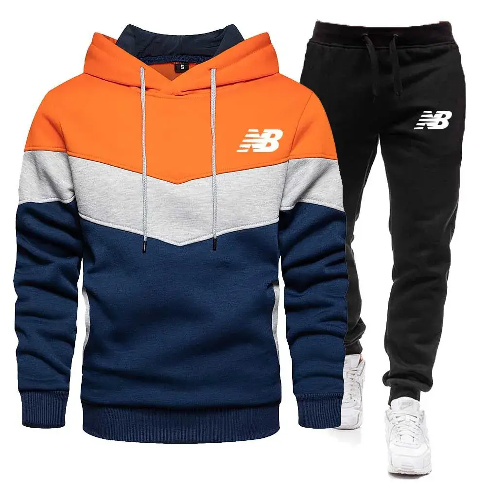 Men Cross-Color Hooded Sweatshirt & Sweatpants Set - Image 6