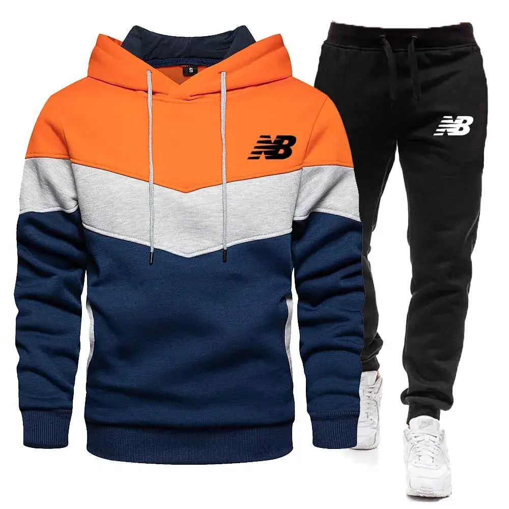 Men Cross-Color Hooded Sweatshirt & Sweatpants Set - Image 7