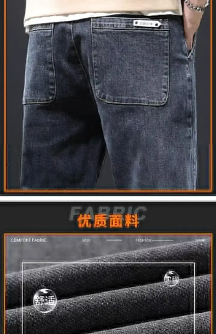 Men Blue Denim Straight Fit Jeans High Street Casual Wear — feature 3