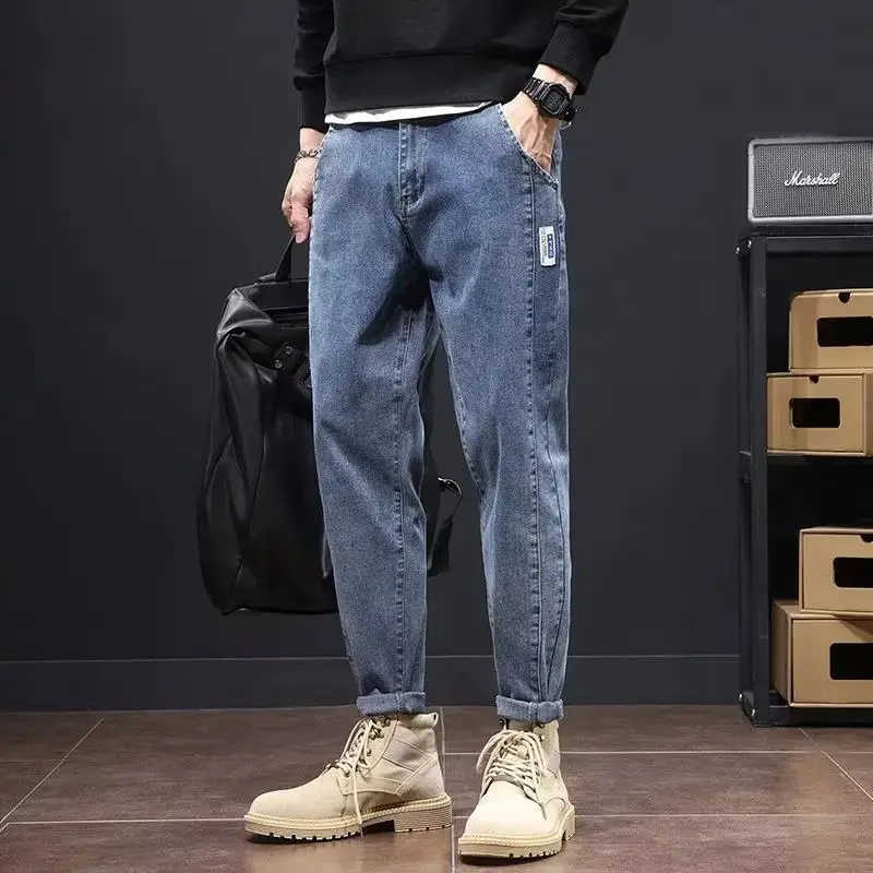 Men Blue Denim Straight Fit Jeans High Street Casual Wear - Image 3